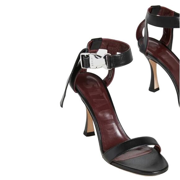 Staud Viva Ankle Strap Sandal In Black Leather Size 10 Heels - Picture 3 of 11